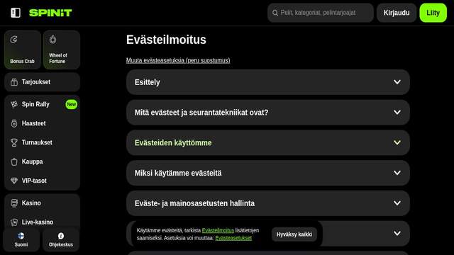 SpinIt casino screenshot